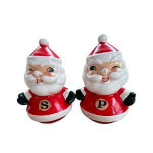 Vintage 1960 Japan MCM Holt Howard Winking Santa Claus Salt & Pepper Shaker Set